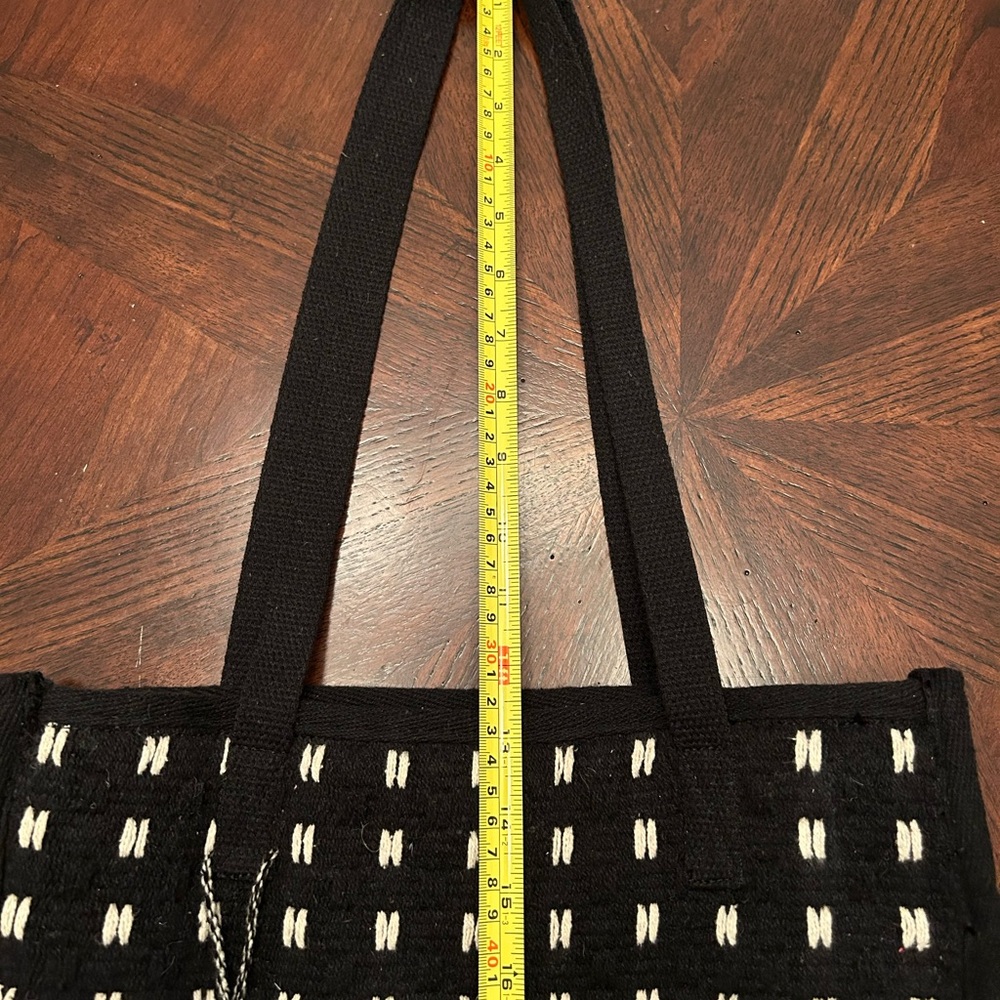 Universal Threads artisan textured cotton stripe lined tote bag.  Snap closure. - Picture 9 of 13